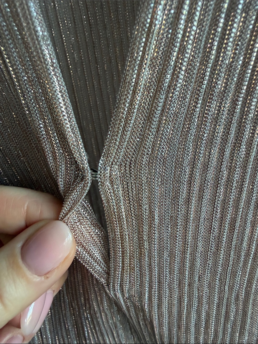Sabina Musayev Rose Gold Metallic Pleated Tiered Long-Sleeve Dress - Picture 3 of 4
